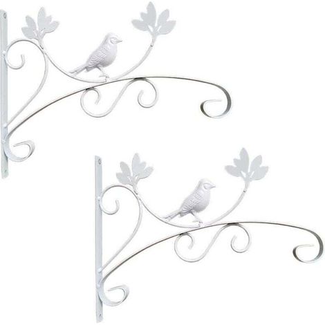 2 crochets blancs en forme d'oiseau pour suspendre des plantes, support de pot de fleurs en métal pour balcon et jardin (1/3)