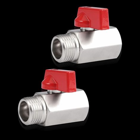 2 Pièces Vanne à Bille Laiton G1/2, Robinet Sphérique Inox, Raccord Fileté Mâle Femelle, Chauffage Eau Gaz (1/5)