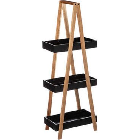 Etagère en Bambou à 3 niveaux 30x18x82 cm - Noir - SILUMEN (1/5)