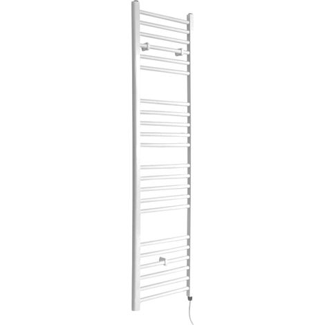 Milano Ive Electric White Straight Bar Heated Towel Rail Radiator - 1600mm x 400mm (1/5)