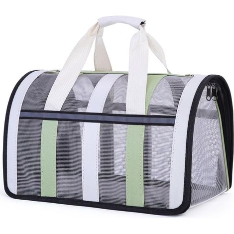 Trasportino per Animali (Cani e Gatti), Borsa da Viaggio Portatile Pieghevole con Manici e Tracolla per Cani di Piccola Taglia, Gattini o Cuccioli (34 x 24 x 24 cm, Verde) (1/4)