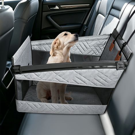 Siège Chien pour Banquette Arrière, Design Très Grand pour Gros Chiens, Tissu 600D Oxford, Coussin Amovible (Gris) (1/5)