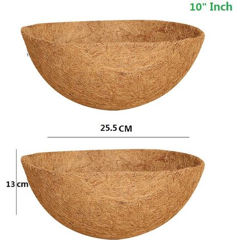 Liner Pour Panier Suspendu - Fibre De Coco Rond - Pour Jardinage Balcon Et Décoration Intérieure - 2 Pièces (1/4)
