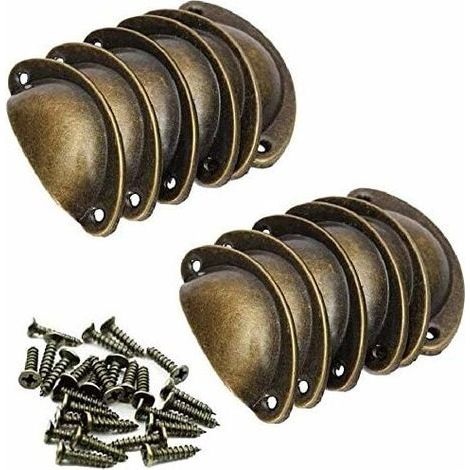Poignée Coquille Rétro Poignee de Meuble Vintage Bouton Tiroir Poignée avec 24 Vis pour Placards Armoire Commode Tiroirs -12Pcs (1/4)