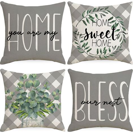 Housses de Coussin 4 Pièces 45 x 45 cm Coussins d'Extérieur Décoratifs Imperméable Respirant Gris et Blanc à Rayures Géométriques Utilisées pour Coussins de Canapé Jardin Extérieur (1/4)