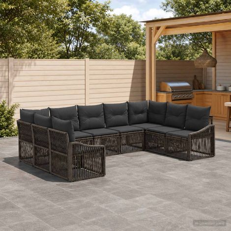 Set Divano da Giardino 9 pcs Grigio polyrattan vidaXL (1/5)