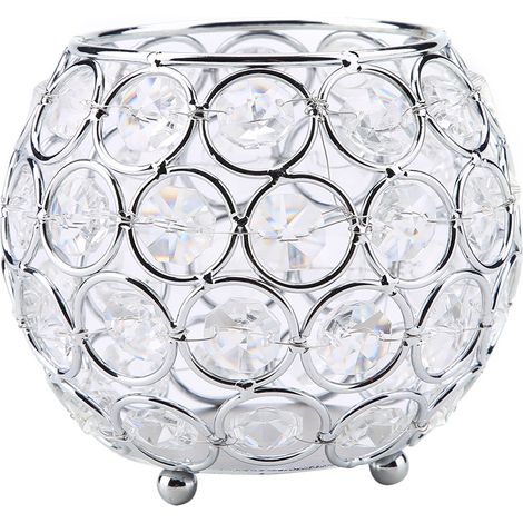 Porte-bougies en cristal argenté pour bougies chauffe-plat - Idéal pour mariage et Noël (1/5)