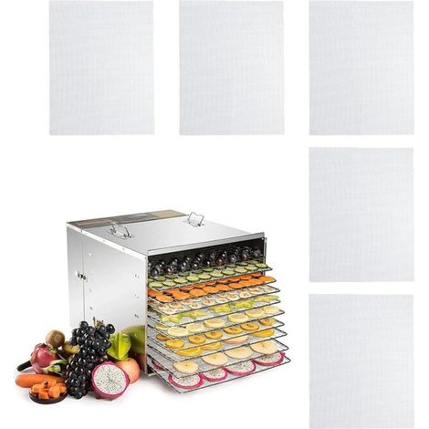 5 láminas cuadradas de silicona para deshidratador de alimentos - Tapete de secado al vapor reutilizable - Tapetes antiadherentes para deshidratar frutas
