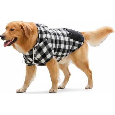 Sweat pour Chiens, à Capuche Chien Chaud et léger, Doux Confortable Shirt AVCE Motif à Carreaux Noirs Blancs Toutes Les Races Grande (XL) (1/5)