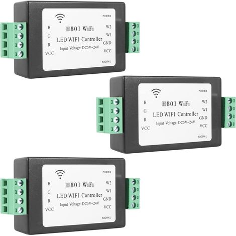 3X H801 RGBW LED WIFI Controller LED RGB Controller DC5-24V Input pour 5050 2835 3528 SMD LED Strip Light Tape Ribbon (1/5)