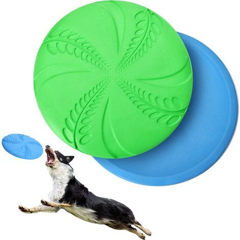 Frisbees pour chiens, 2 frisbees interactifs pour chiens, disque volant en caoutchouc pour le sport, l'exercice, l'activité et le jeu complet, Ø 20 cm pour chiens de grande et moyenne taille (1/5)