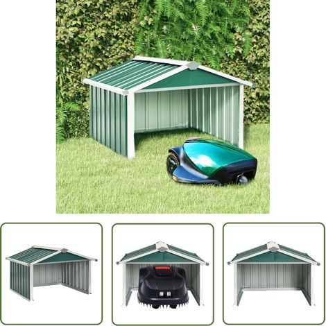 The Living Store Abri tondeuse robot de jardin 92x97x63 cm Acier galvanisé Vert - Abri Tondeuse Robot - Abri Jardin - Abri Pour Robot Tondeuse - Protection Robot Tondeuse - Rangement Robot Tondeuse (1/5)