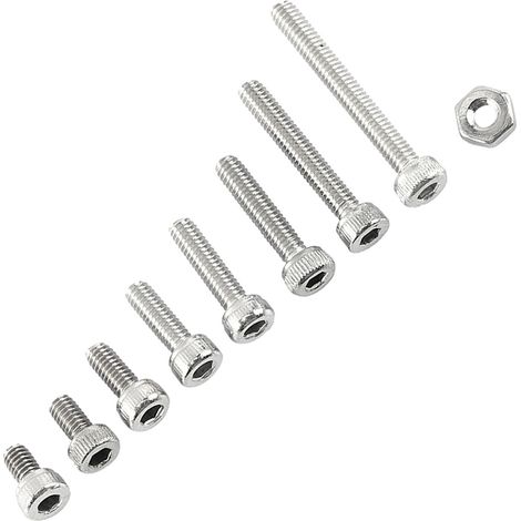 Vis à tête hexagonale creuse M2.5 en acier inoxydable A2 avec écrous hexagonaux (assortiment de fixations) (1/5)