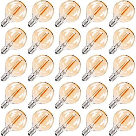 Lot de 25 Ampoule E12 LED remplacement Globe G40 Guirlande Guinguette Décorative Ampoules Style Edison Rétro Lampe Blanc Chaud 2200K 230V,25 Pack [Classe énergétique G] (1/4)