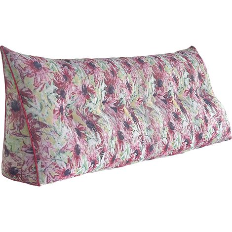 VERCART Coussin de Lecture, Oreiller Traversin Soutien Dorsal, Triangulaire Coussin à Coins, Gros Coussin Canapé, Coussin tête de Lit Dossier, Oreiller de Repos Cale Dos, Imprimé,Rose,,180x50x20CM (1/5)