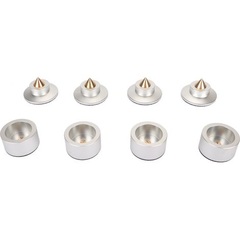 Lot de 4 pieds d'isolation pour enceintes HiFi, absorption des chocs professionnelle, pointes d'isolation pour platine vinyle, amplificateur, lecteur CD, enceintes HiFi, argent (1/5)