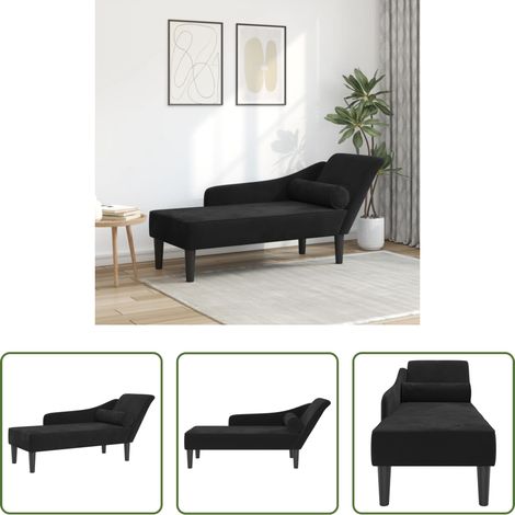 vidaXL Mousse - Chaise longue avec coussins noir velours (1/5)