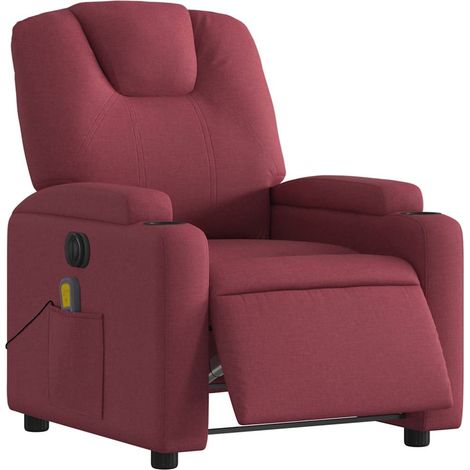 Massagesessel Elektrisch Weinrot Stoff vidaXL559489