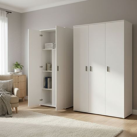 Armadio Multiuso Grande Velate, Modulabile, 7 Ripiani, 5 Ante, 194x190h cm Bianco (1/5)