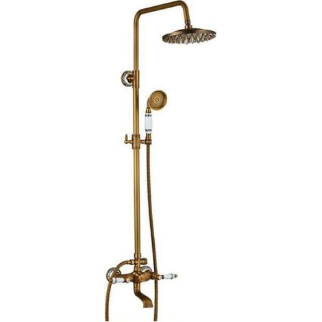 Columna de ducha para bañera retro FLORINA dorado envejecido
