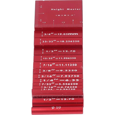 Jeu de 17 barres de réglage en aluminium pour la mesure de la hauteur, destinées au travail du bois, à la défonceuse et à la scie circulaire.