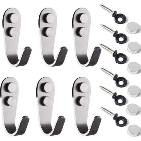 Ganci appendiabiti da parete in acciaio inox – Set da 6, portata massima 35 kg, per bagno e camera da letto
