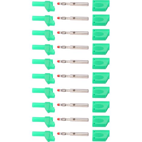 10 Stück 4 mm isolierte, sichere Bananenstecker mit Schutzkappe für elektronische Prüfungen, Grün (1/5)