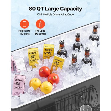 Glacière à Roulettes Isotherme Contenance de 75,71 L 50 Bouteilles/110 Canettes, Chariot Bar Extérieur avec Étagère Inférieure, Pan… (1/5)