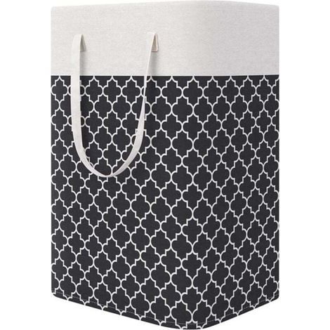 Panier a Linge Sale,Grand Panier à Linge avec Anse,75L Organiser Paniers pour Vêtements Stockage,Pliable Sac à Linge en Tissu Corbeille a Linge,Panier de Rangement Pour Jouets (Noir)
