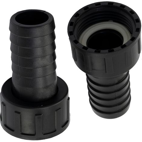 - C63565 - Set of 2 Straight barbed female connector 1'' x 25mm nut - internal thread - adapter connector system irrigation system sprinkler pump - plastic - black color (1/5)
