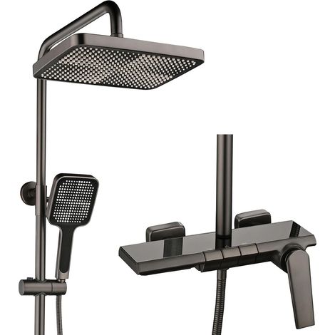Colonne de Douche, Moderne Touches de Piano, BSS0321 Ensemble de Douche, 30x20cm Pomme de Douche, Robinet de Baignoire, 59A Tout en Cuivre, Hauteur Réglable (1/5)