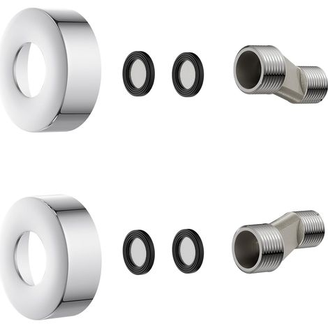 Adaptateurs de connecteurs coudés de 1,9 cm à 1,27 cm avec plaques décoratives pour mitigeur de douche mural, réglage de 1,9 cm à 1,27 cm, chromé, métal massif (1/5)