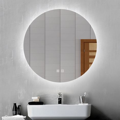 OCEAN Specchio da bagno rotondo con LED,Diametro 90cm,3 Temperature di Colore,Disappannamento,Moderno,Funzione Memoria (1/5)