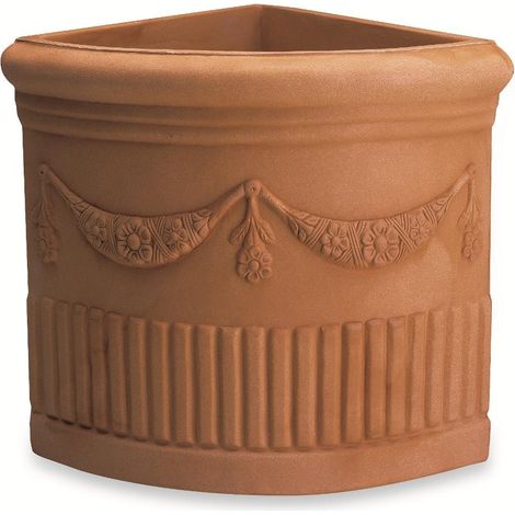 Vaso Resina Angolare Doppio Festone cm. 49 Anticato