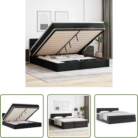 vidaXL Kunstlederbett -  Ottoman-Bett mit Matratze Schwarz 180x200 cm Kunstleder (1/5)