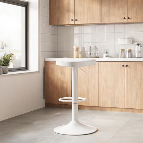 Tabouret de bar blanc en bois et métal hauteur réglable (1/5)