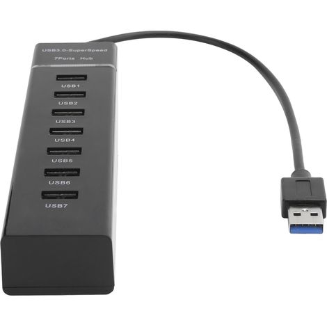Hub USB 3.0 7 Ports Haute Vitesse 5 Gbps, Alimentation 5V/3A, Indicateur LED, Compatible PC et Mac (1/5)