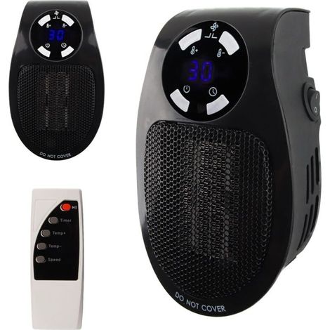 Bardusch - Chauffage Enfichable 500W, Mini Chauffe-Air Électrique Socket, Chauffage D\'espace Mural avec Télécommande, Radiateur Électrique Soufflant 500W avec 2 Vitesses D\'air, Thermostat, Timer(noi (1/5)