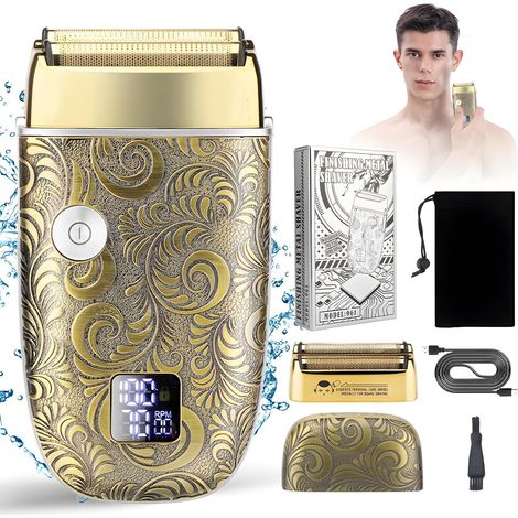 Rasoir Homme Electrique pour Humide et Sec，Rasoir Electrique avec écran LED Rechargeable deux Vitesse Réglable, Rasoir à Grille Sans Fil, Cadeau pour Hommes (1/5)