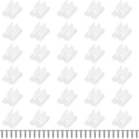 30 Pièces Clips de Fixation pour Bande Lumineuse LED, Attache Ruban Led Neon, Attache Guirlande Led, Supports Neon Led en Plastique avec Vis, Blanc, Pour Installation Intérieure et Extérieure (1/5)