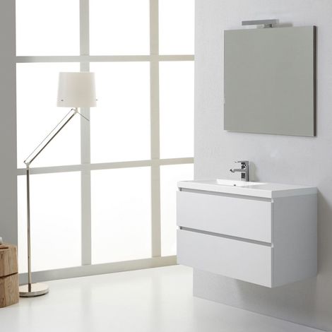 Mueble De Baño Manhattan 90 Cm Con Compartimientos A La Izquierda Blanco Bosque (1/5)