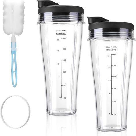 Ersatzbecher für Ninja-Mixer, 2-teiliges Ersatzbecher-Set mit Bürste und Dichtung für Ninja-Mixer, SS100, SS101, SS300