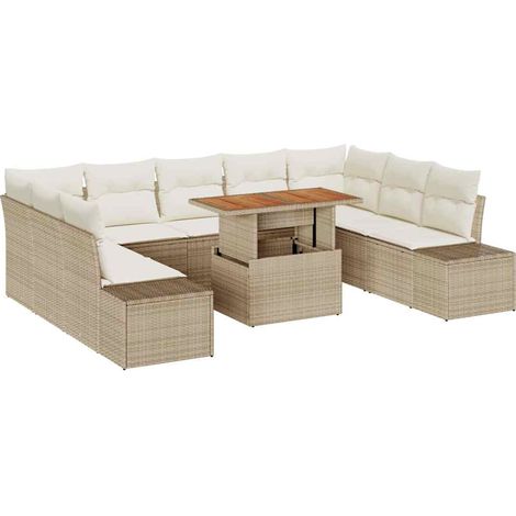 Maison Exclusive - Garten-Sofa-Set mit Speicher 10 pcs Beige Poly