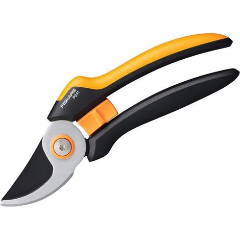 Fiskars Bypass Pruning Shears L with Non-Stick Coated Stainless Steel Blades, 20.5 cm, Solid Black/Orange (1/3)