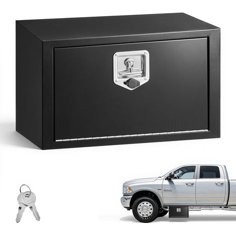 Boîte à Outils pour Camion en Acier 609x356x305 mm, Coffre à Outils sous Châssis ou sous Plateau, Rangement pour Benne Camionnette Fourgonnette Remorque SUV, avec Serrure et Clés, Noir (1/5)