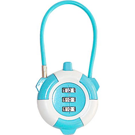Ortviai Serrure à Combinaison Zinc Alloy - Modèle 504 Bleu Clair - Câble Double Coloré