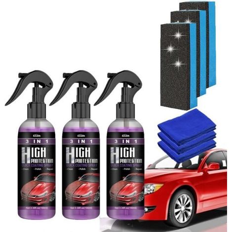 Spray Revêtement Céramique Voiture - Protection Hydrophobe 3 en 1 - Pour Peinture Automobile - 3 Pièces (1/4)