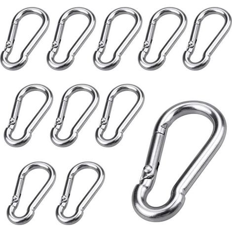 KLVGTIFS PU10 Pièce Petit mousqueton 40 x4 mm Mousqueton Inox Pour Sac à Dos, Porte-Clés, Chaînes,Accessoires de Bricolage[395] (1/4)