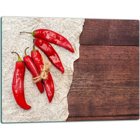 Planche à découper en verre 52x40 piment (1/5)