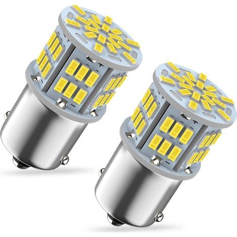 Lot de 2 LED ultra lumineuses 54X 3014 chipset 1156 P21W, 12V 24V BA15S 7506 6500k Ampoules LED blanches pour voiture, RV, remorque, bateau, feux de stationnement, frein arrière, (1/5)